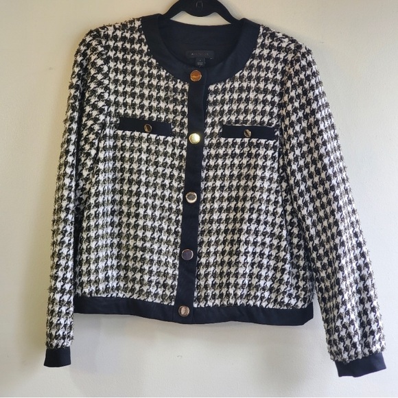 Ann Taylor Button Up Tweed Bomber Jacket - Picture 1 of 4